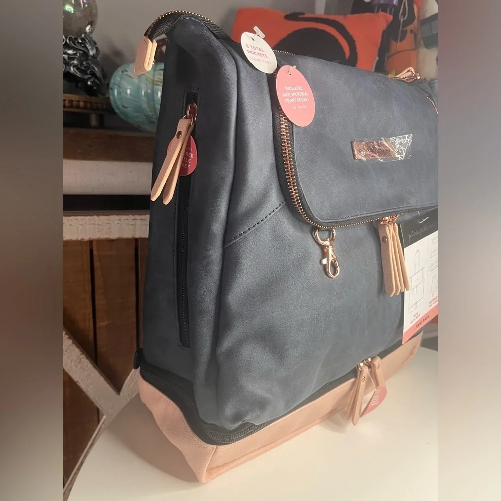 Petunia Pickle Bottom Pivot Pack Diaper Bag Navy & Blush Convertible Backpack NW